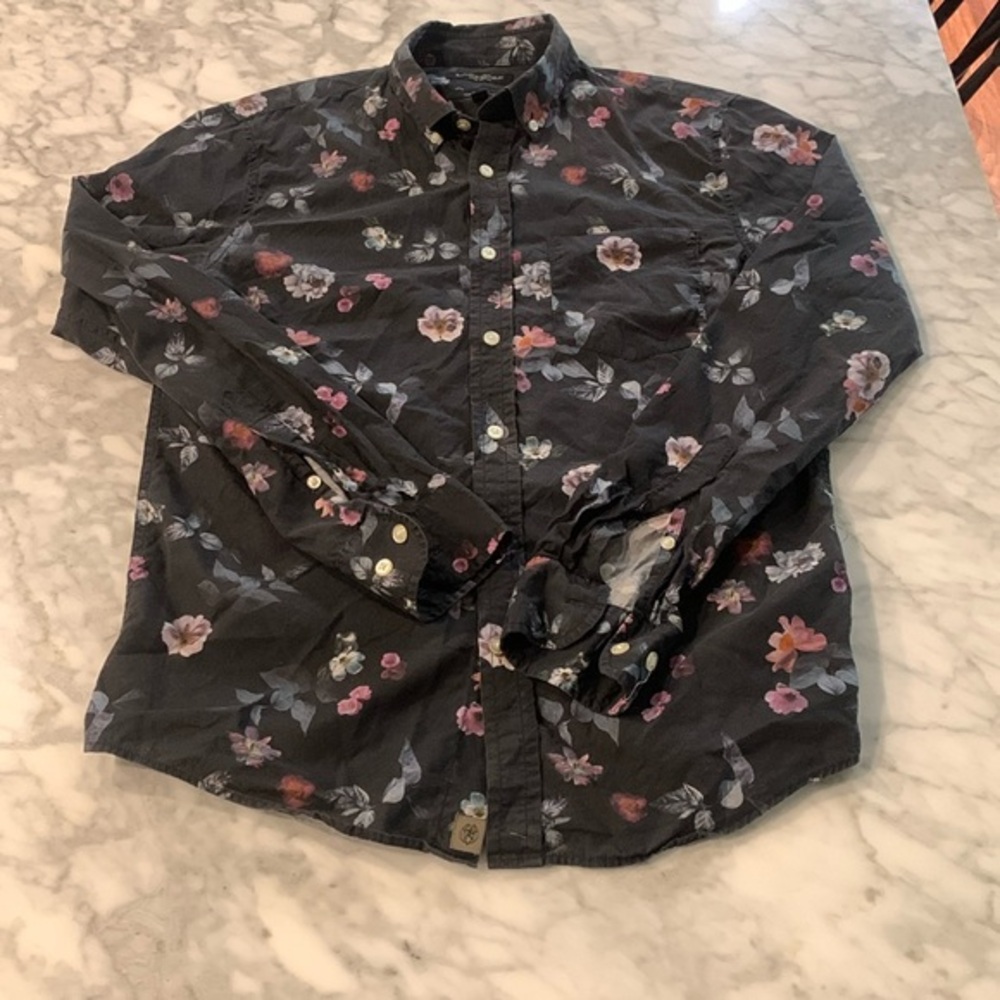 Banana republic 3D floral luxe poplin cotton slim fit shirt, size smalll